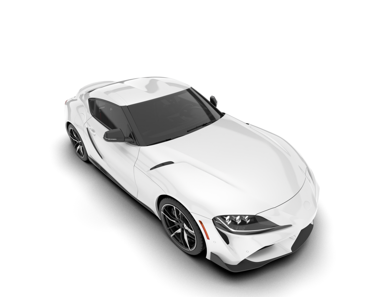 White sport car on transparent background. 3d rendering - illustration png