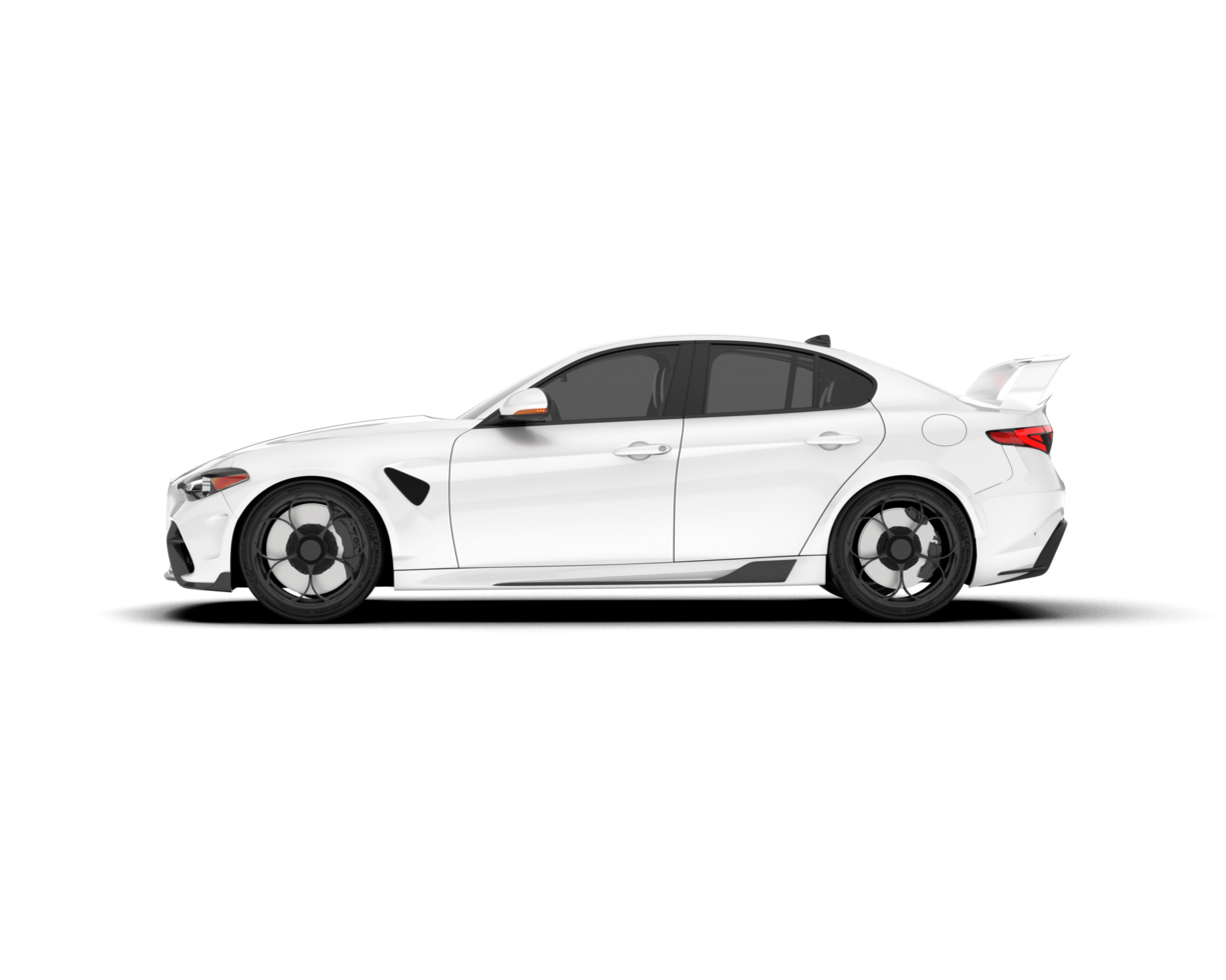 White sport car on transparent background. 3d rendering - illustration png