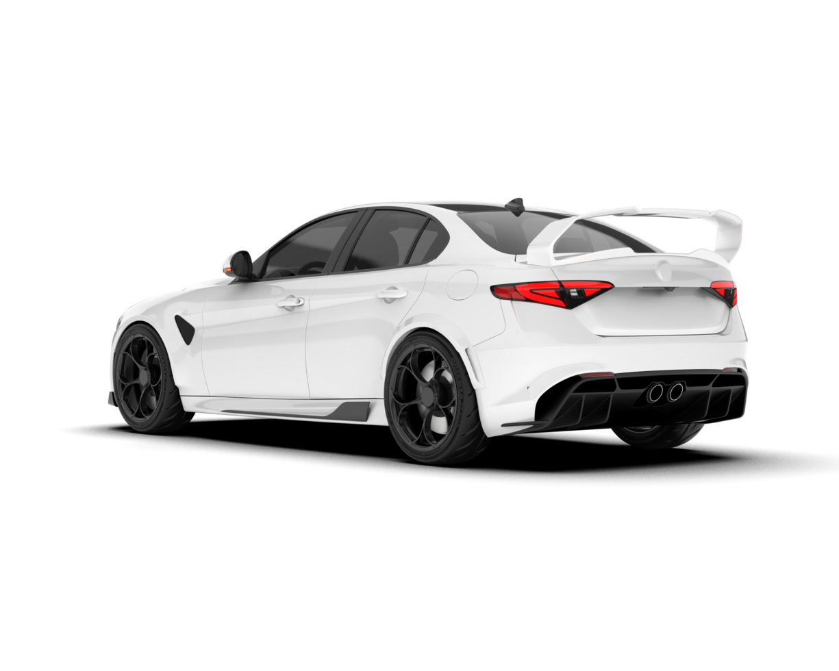 White sport car on transparent background. 3d rendering - illustration png