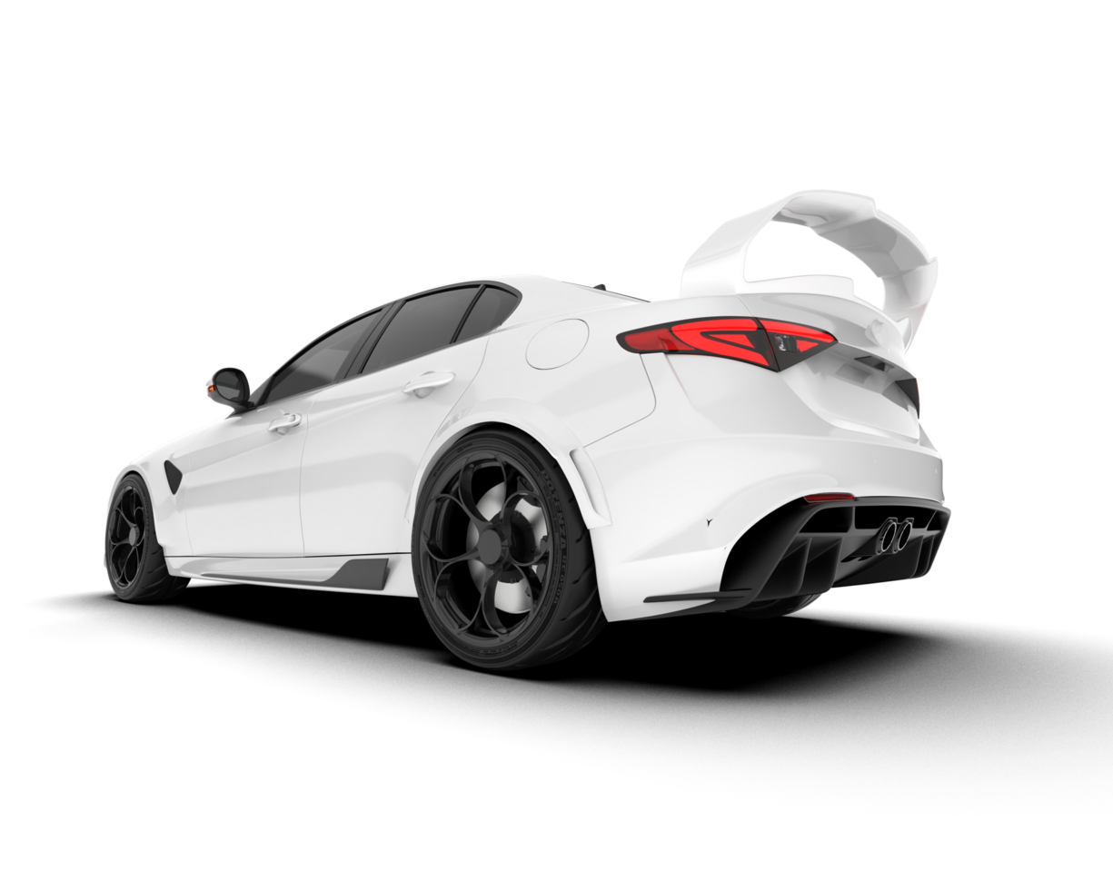 White sport car on transparent background. 3d rendering - illustration png