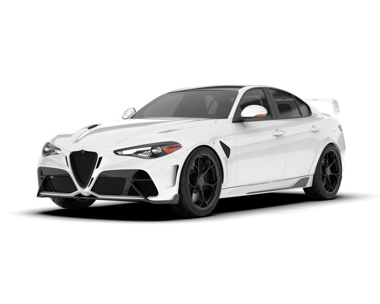 White sport car on transparent background. 3d rendering - illustration png