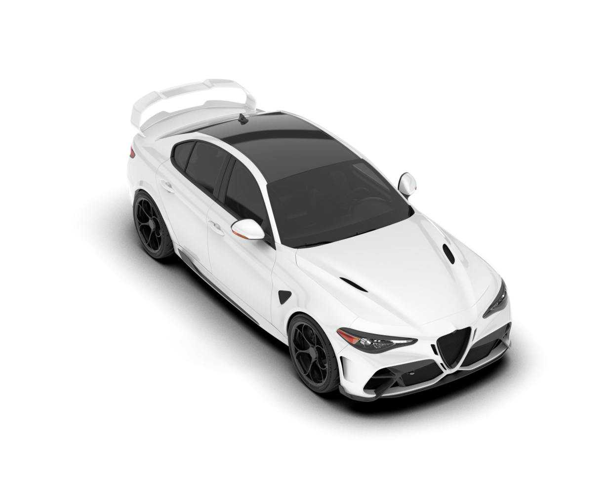 White sport car on transparent background. 3d rendering - illustration png