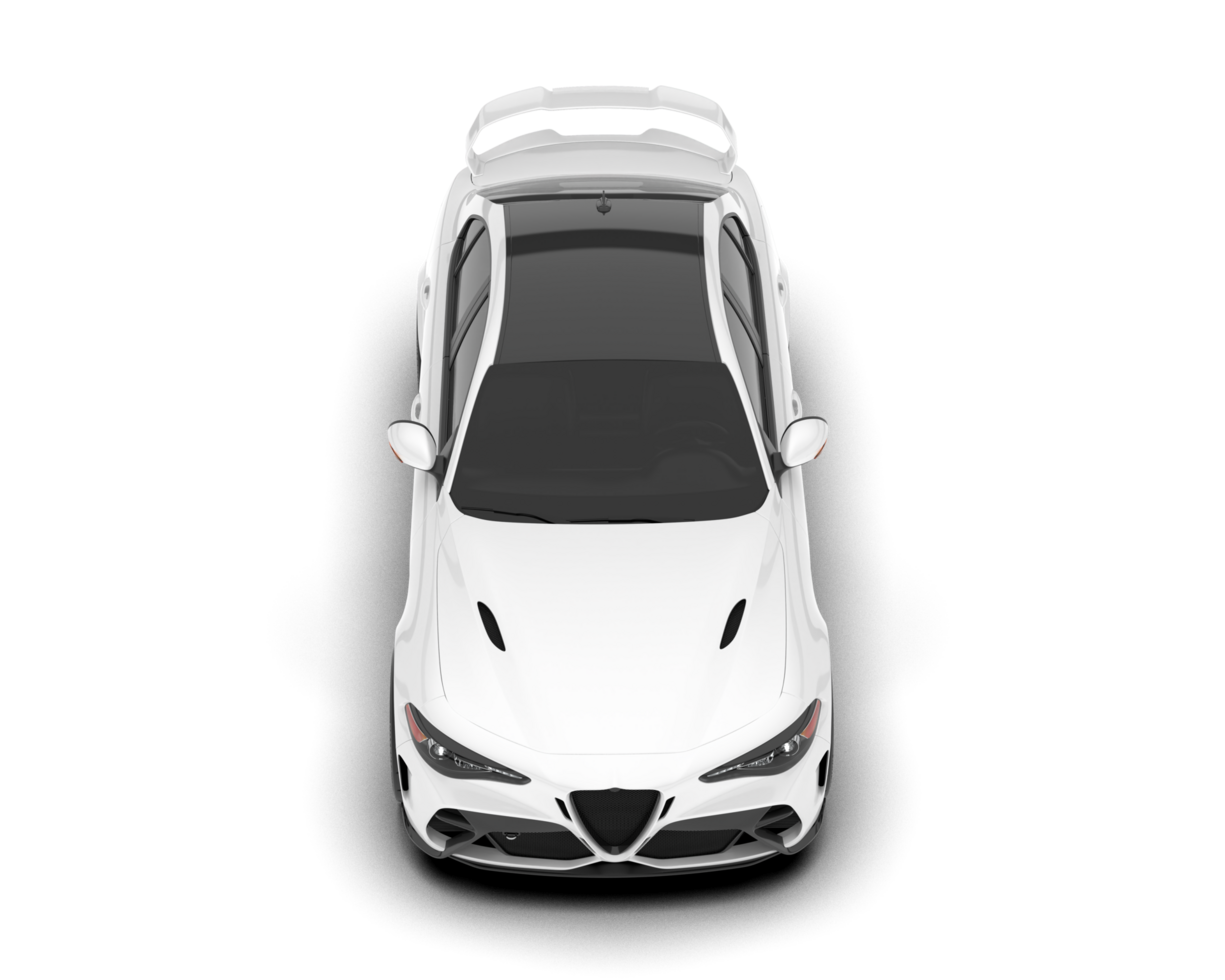 White sport car on transparent background. 3d rendering - illustration png