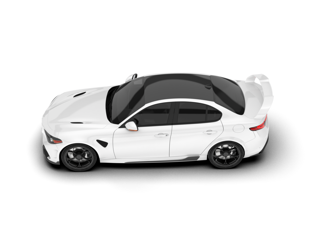White sport car on transparent background. 3d rendering - illustration png