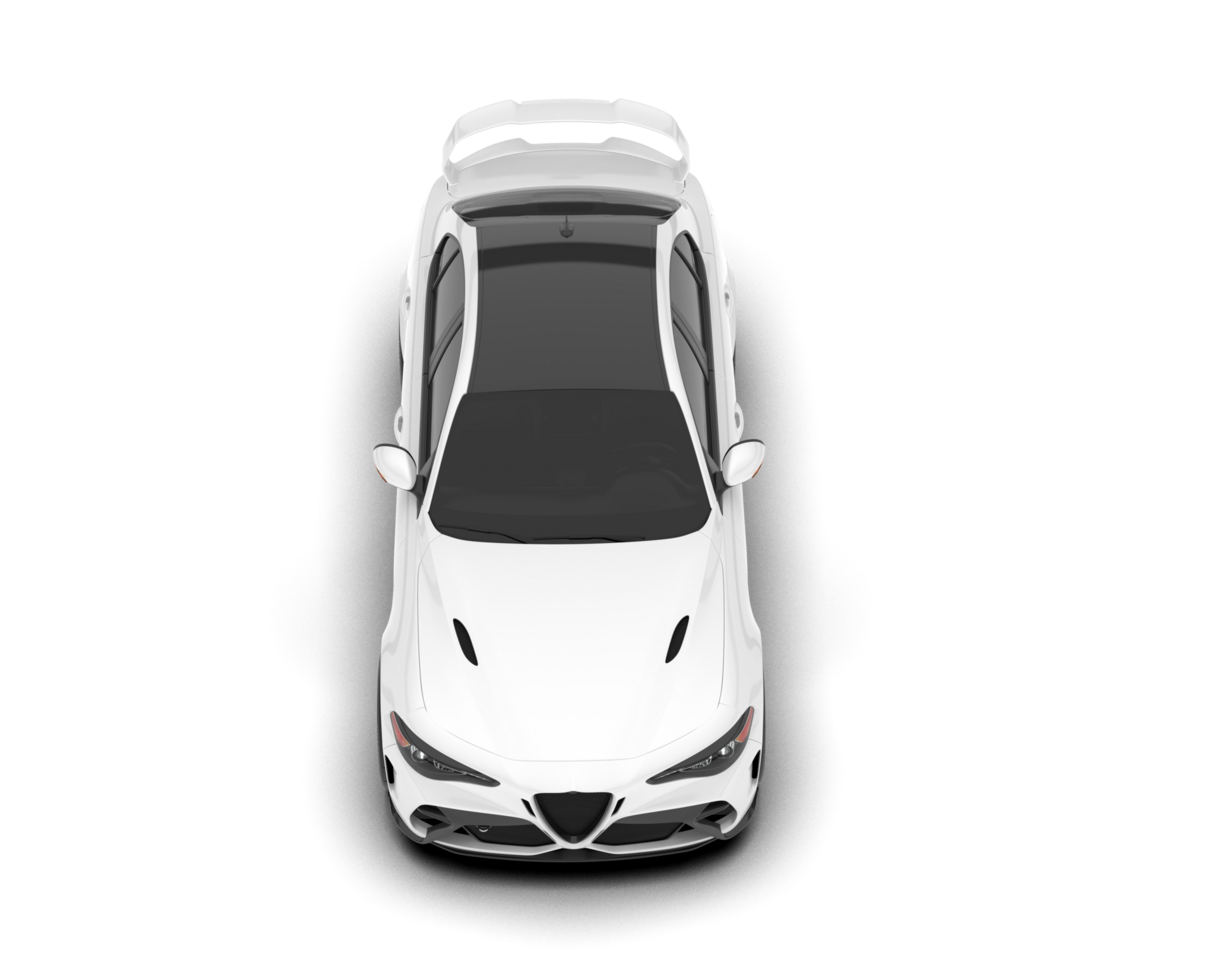 White sport car on transparent background. 3d rendering - illustration png