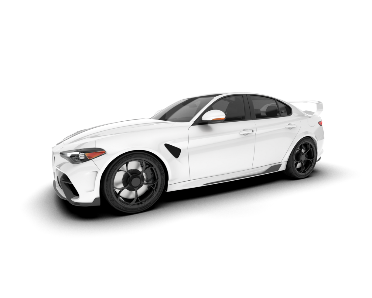 White sport car on transparent background. 3d rendering - illustration png