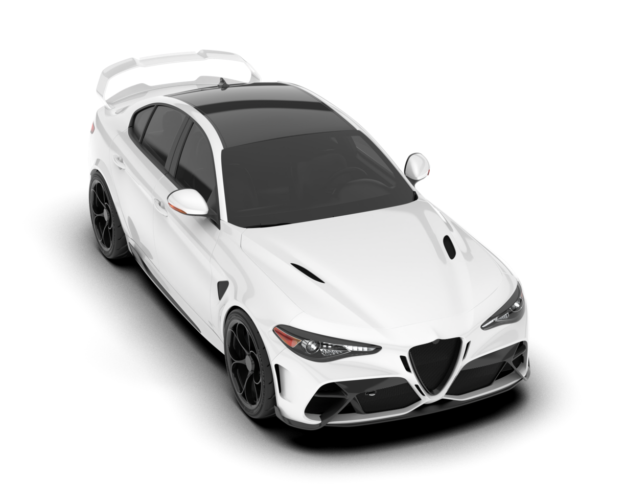 White sport car on transparent background. 3d rendering - illustration png
