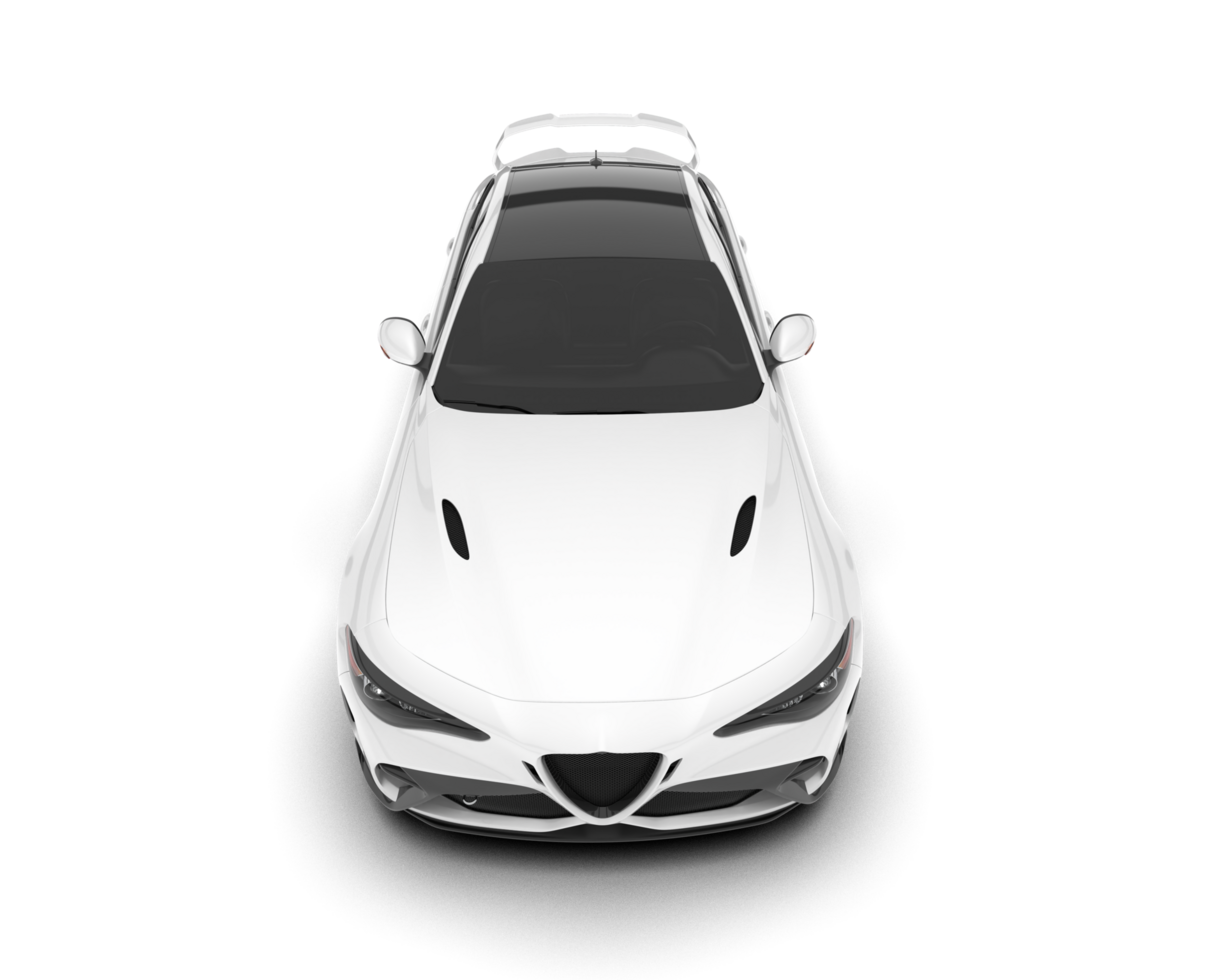 White sport car on transparent background. 3d rendering - illustration png