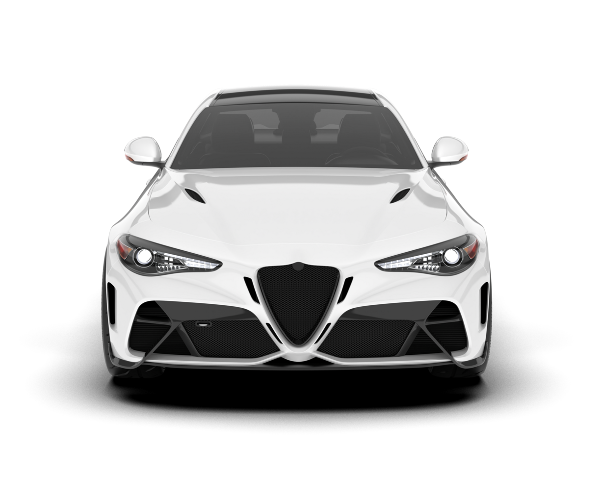 White sport car on transparent background. 3d rendering - illustration png