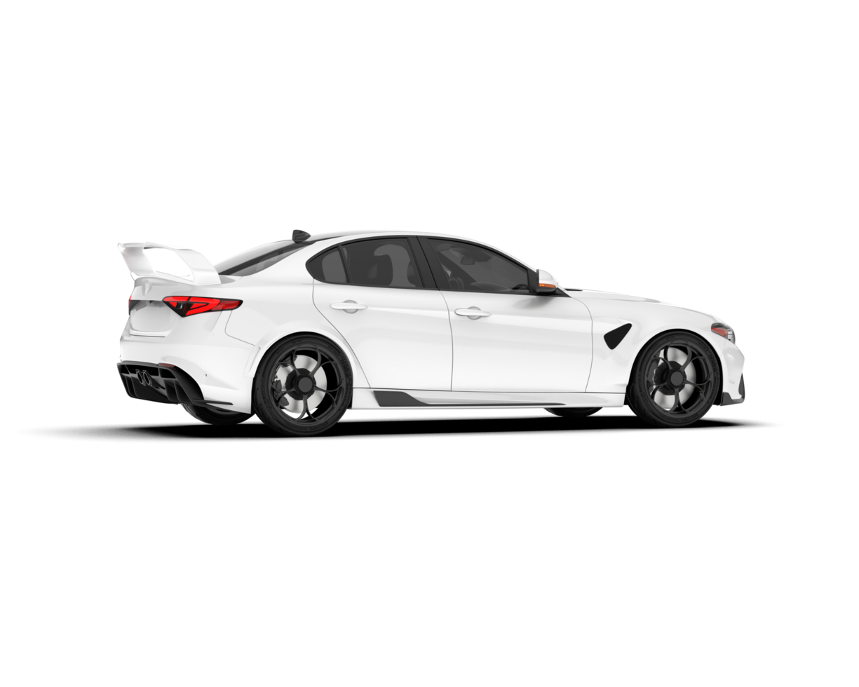 White sport car on transparent background. 3d rendering - illustration png