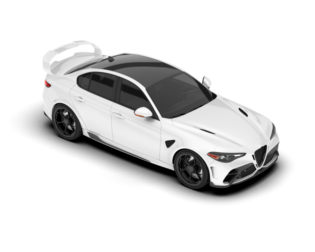 White sport car on transparent background. 3d rendering - illustration png