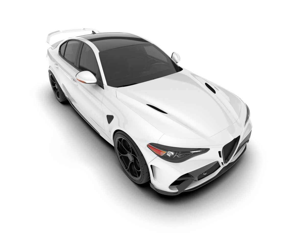 White sport car on transparent background. 3d rendering - illustration png