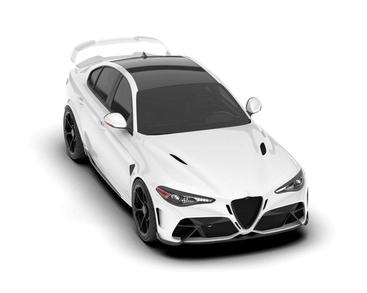 White sport car on transparent background. 3d rendering - illustration png