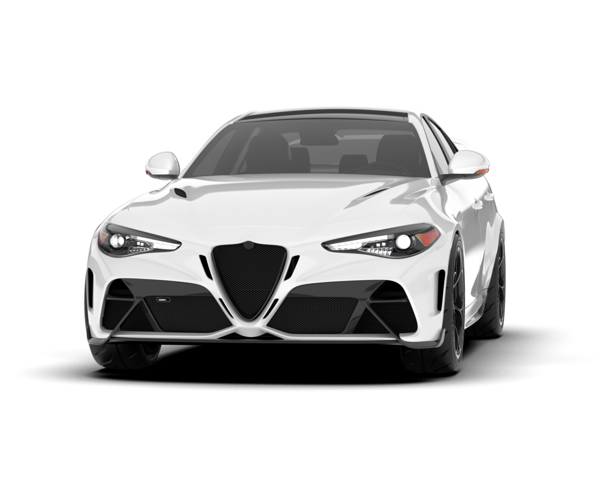White sport car on transparent background. 3d rendering - illustration png