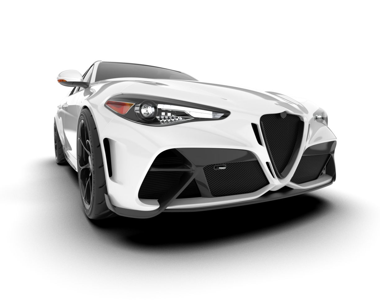 White sport car on transparent background. 3d rendering - illustration png