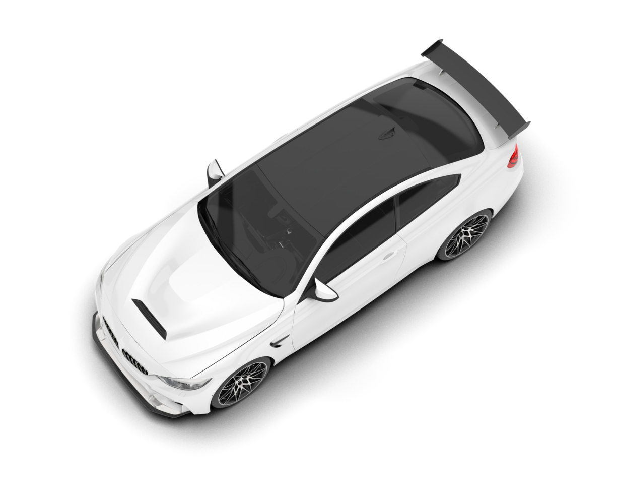 White sport car on transparent background. 3d rendering - illustration png