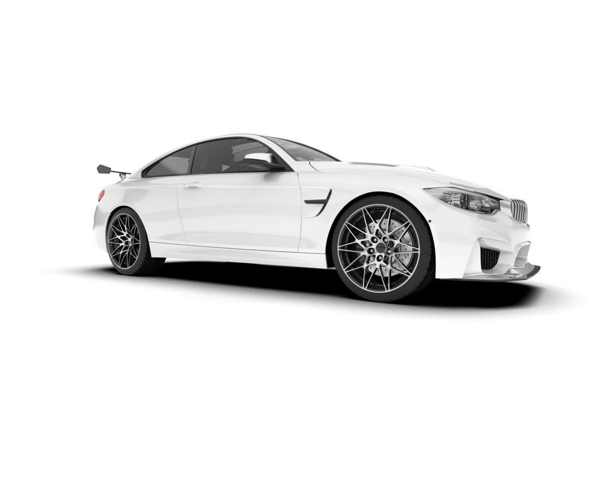 White sport car on transparent background. 3d rendering - illustration png