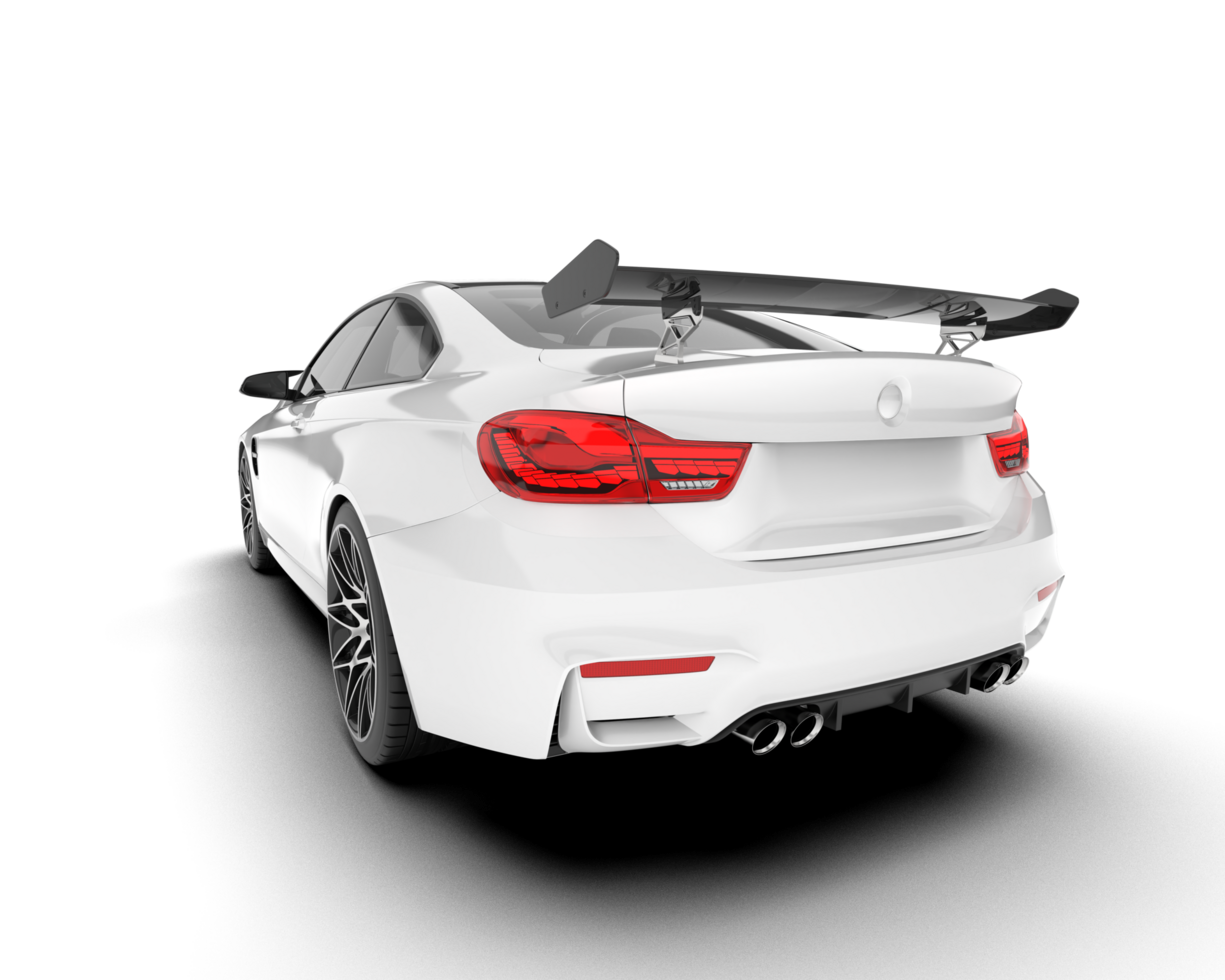 White sport car on transparent background. 3d rendering - illustration png