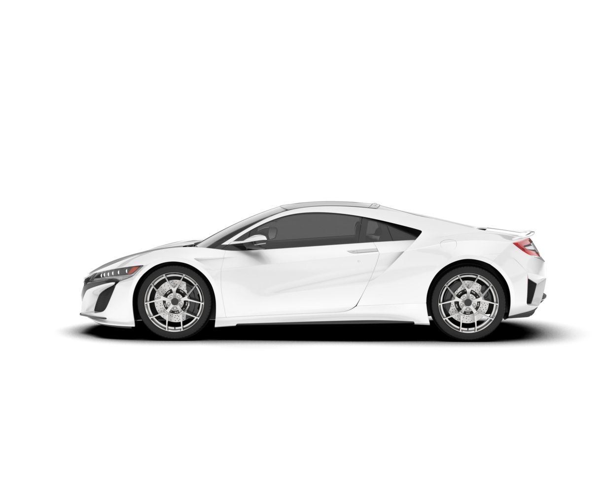 White sport car on transparent background. 3d rendering - illustration png