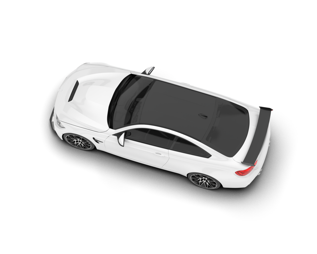 White sport car on transparent background. 3d rendering - illustration png