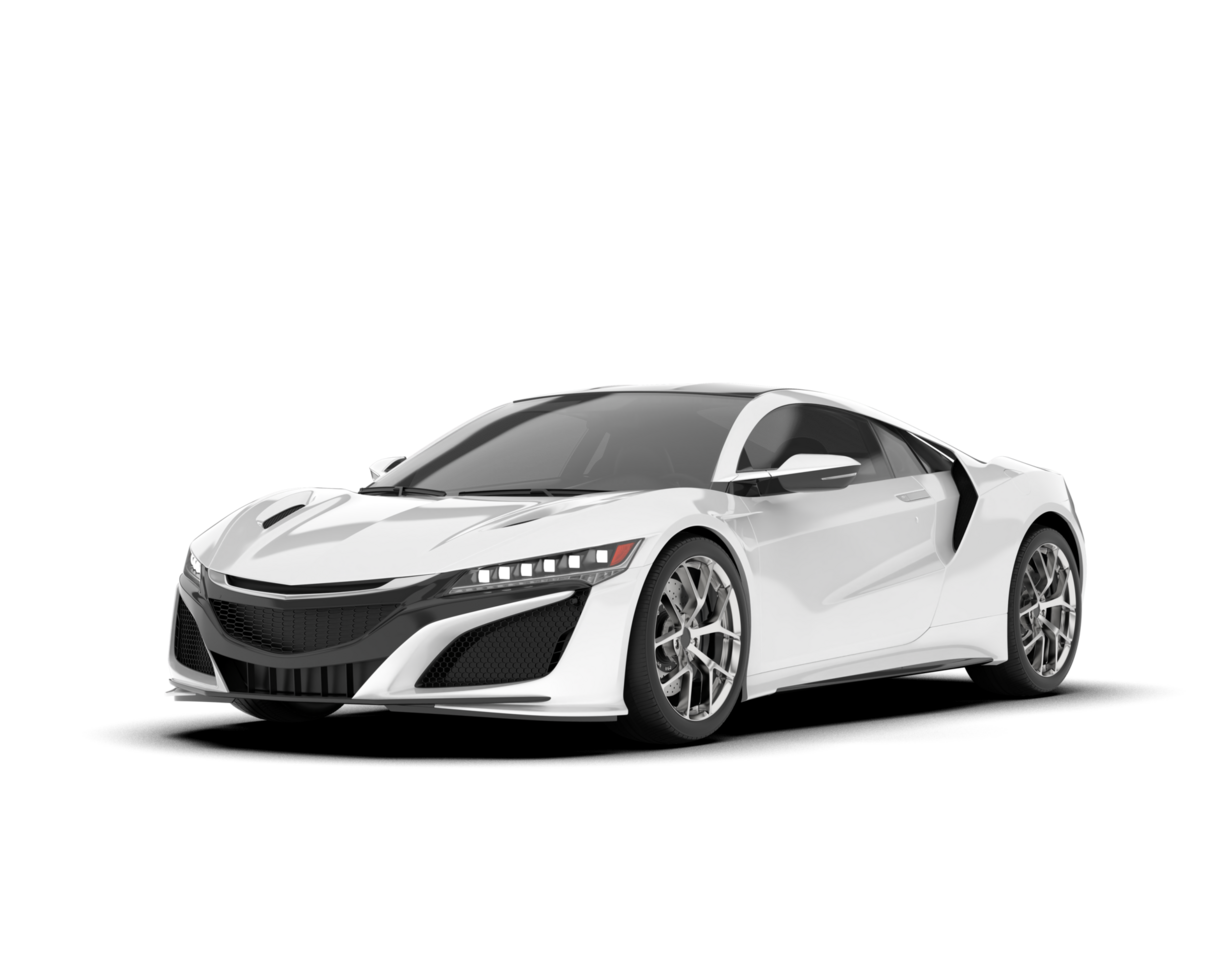 White sport car on transparent background. 3d rendering - illustration png