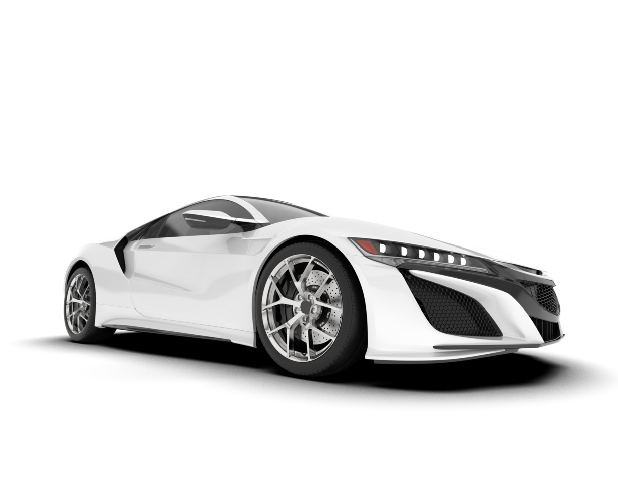 White sport car on transparent background. 3d rendering - illustration png