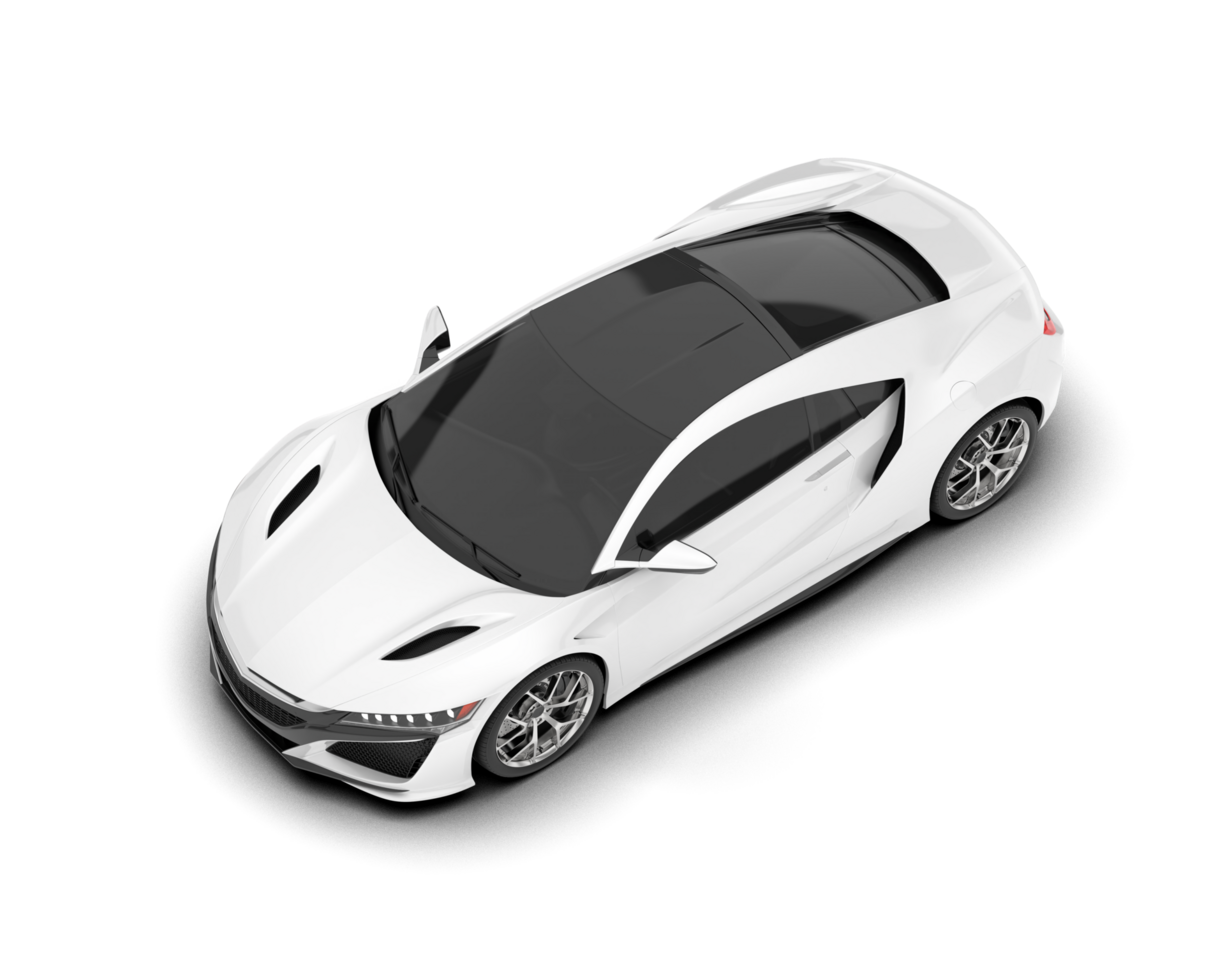 White sport car on transparent background. 3d rendering - illustration png