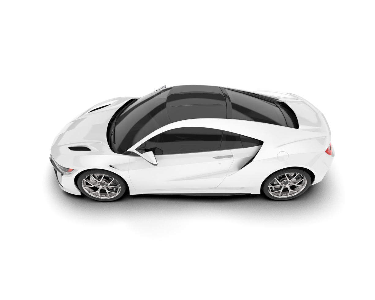 White sport car on transparent background. 3d rendering - illustration png