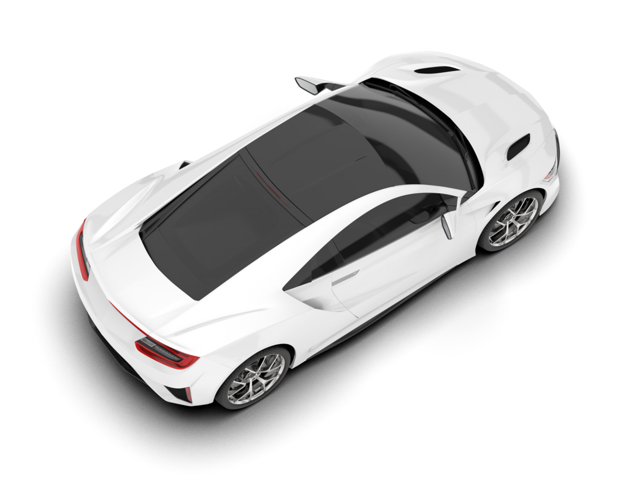 White sport car on transparent background. 3d rendering - illustration png