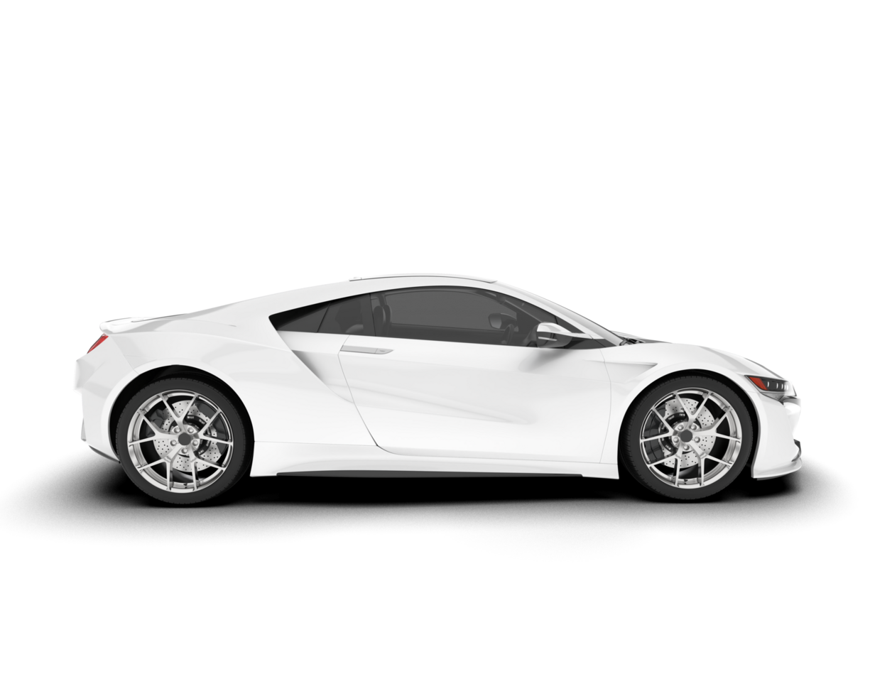 White sport car on transparent background. 3d rendering - illustration png