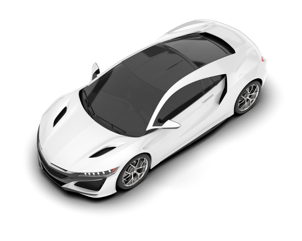 White sport car on transparent background. 3d rendering - illustration png