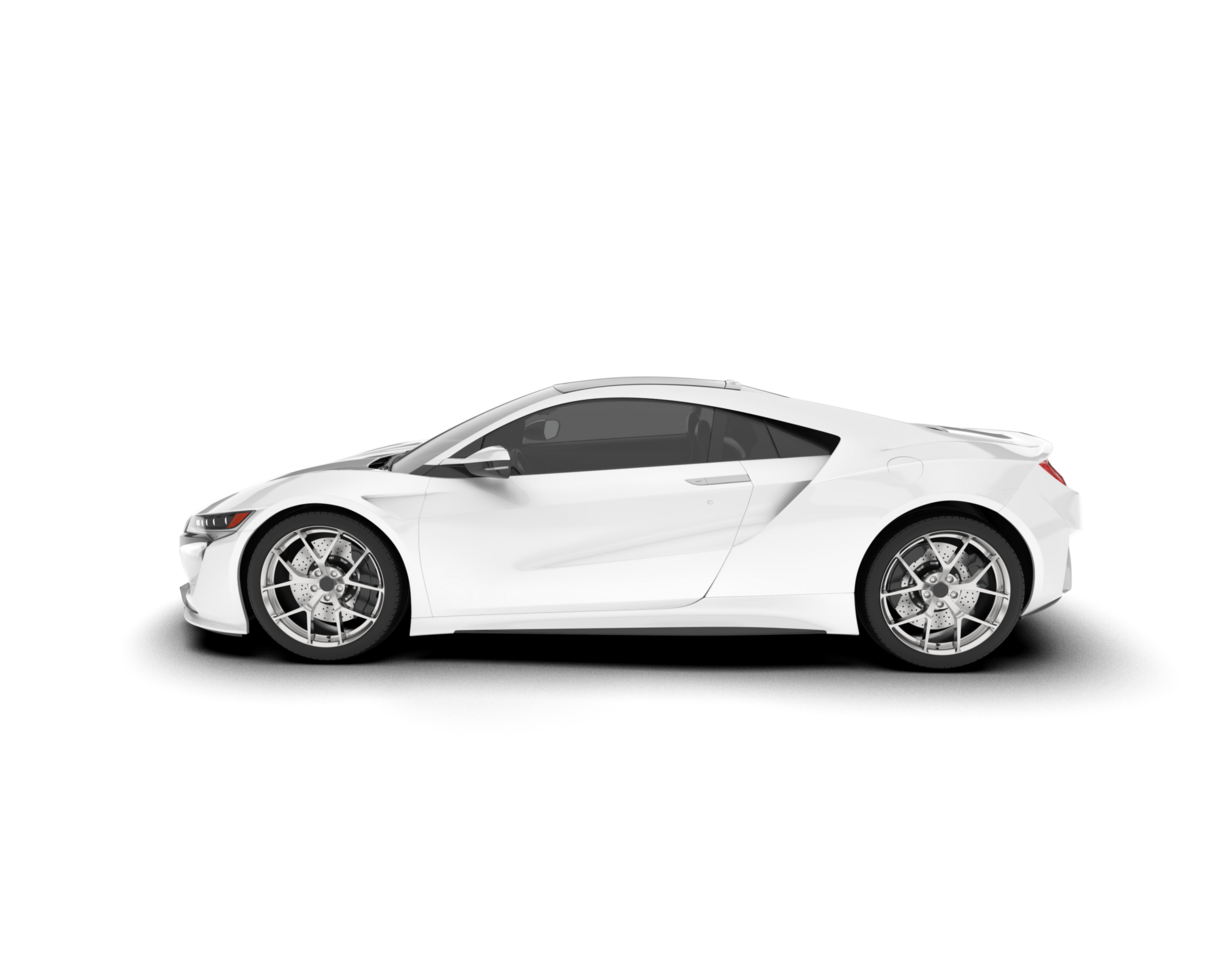 White sport car on transparent background. 3d rendering - illustration png
