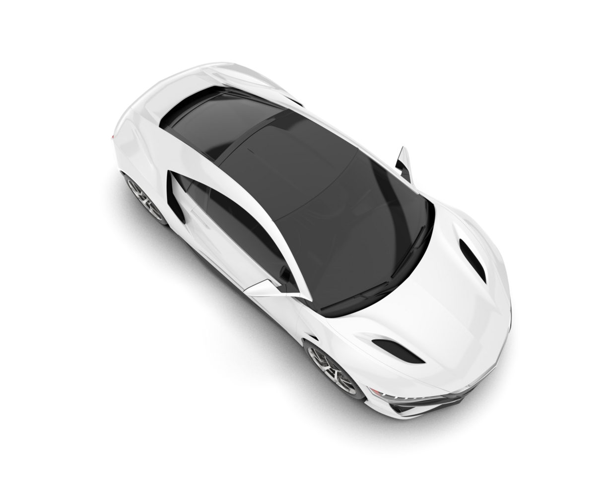 White sport car on transparent background. 3d rendering - illustration png