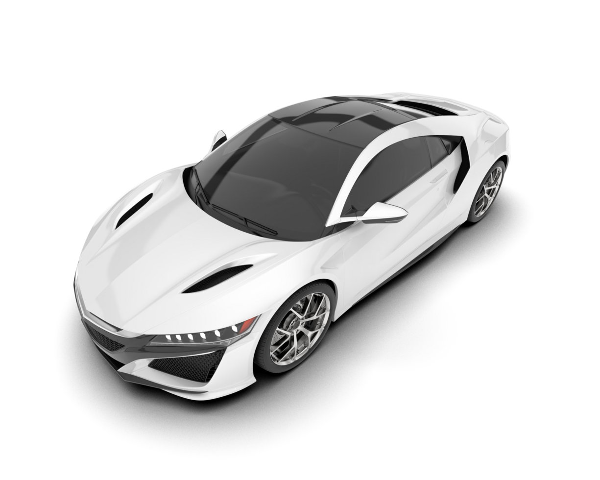 White sport car on transparent background. 3d rendering - illustration png