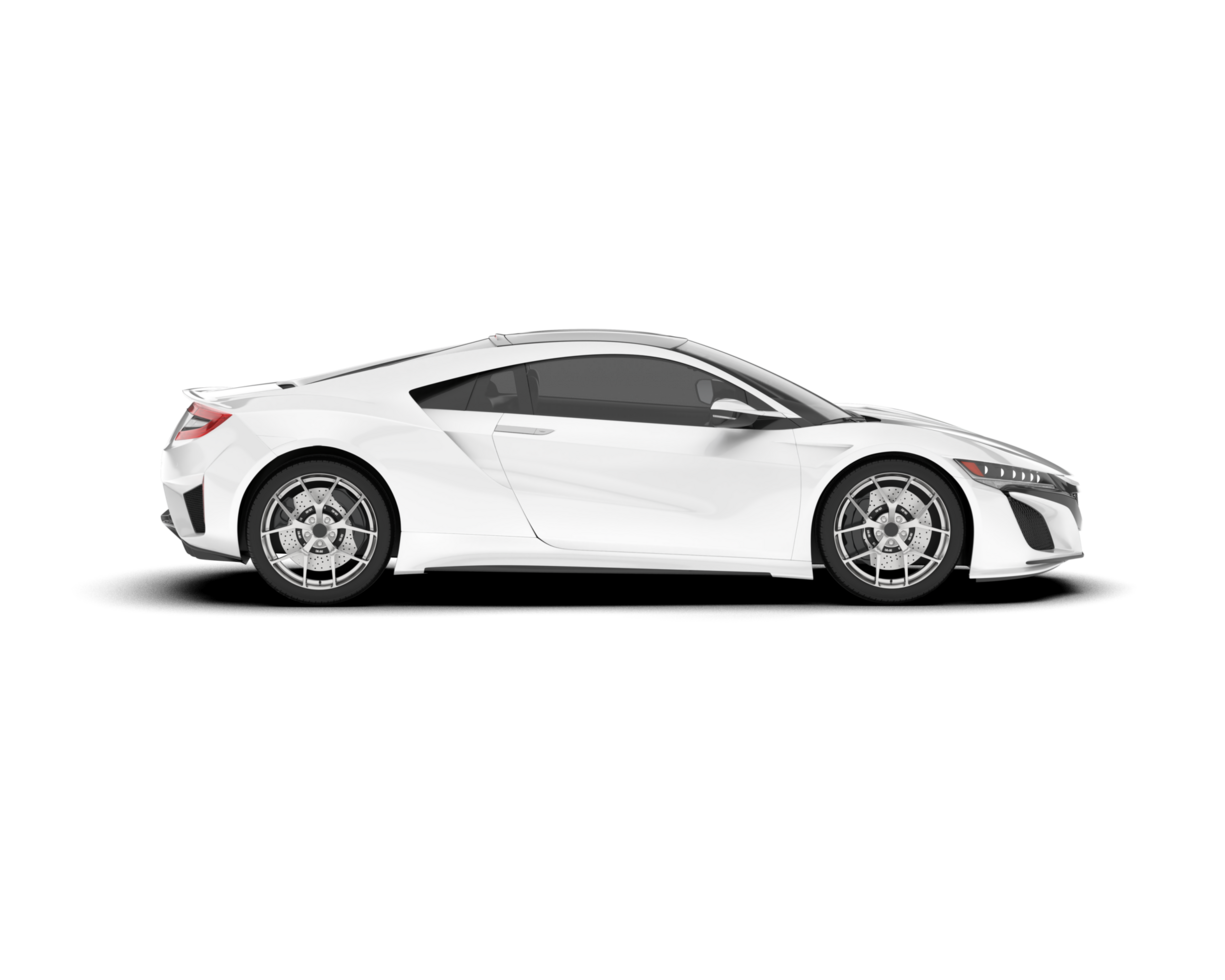 White sport car on transparent background. 3d rendering - illustration png