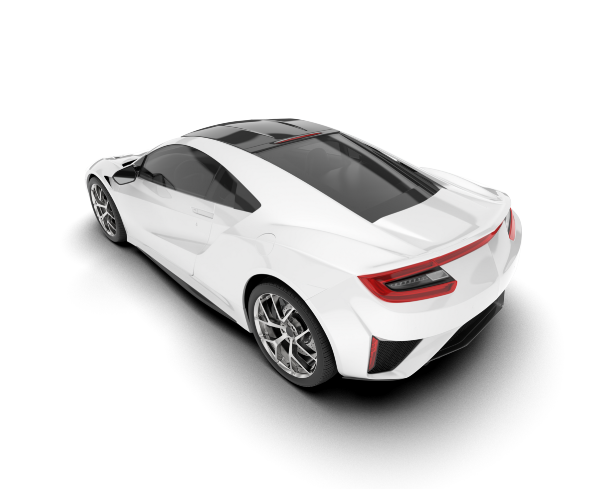 White sport car on transparent background. 3d rendering - illustration png