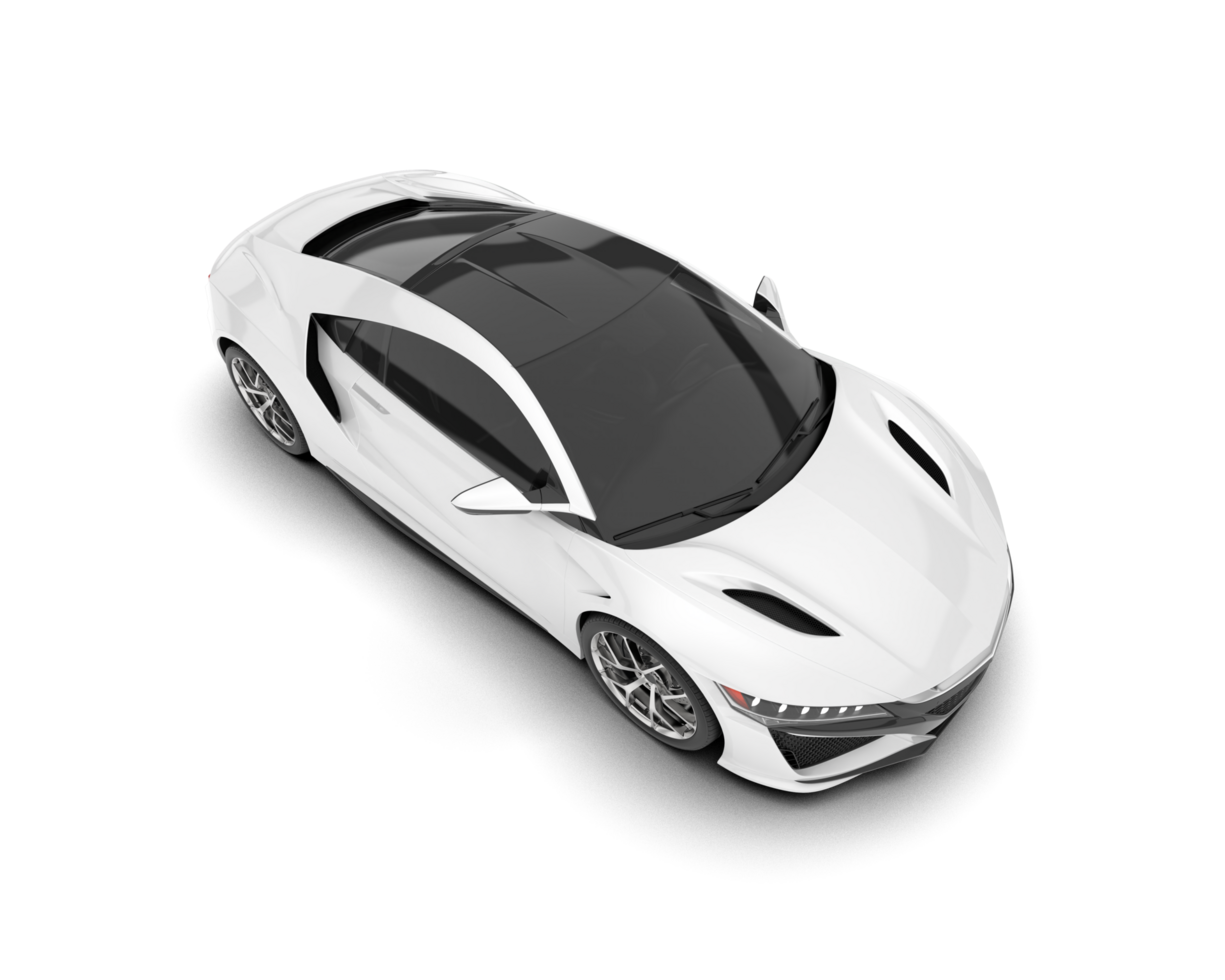 White sport car on transparent background. 3d rendering - illustration png