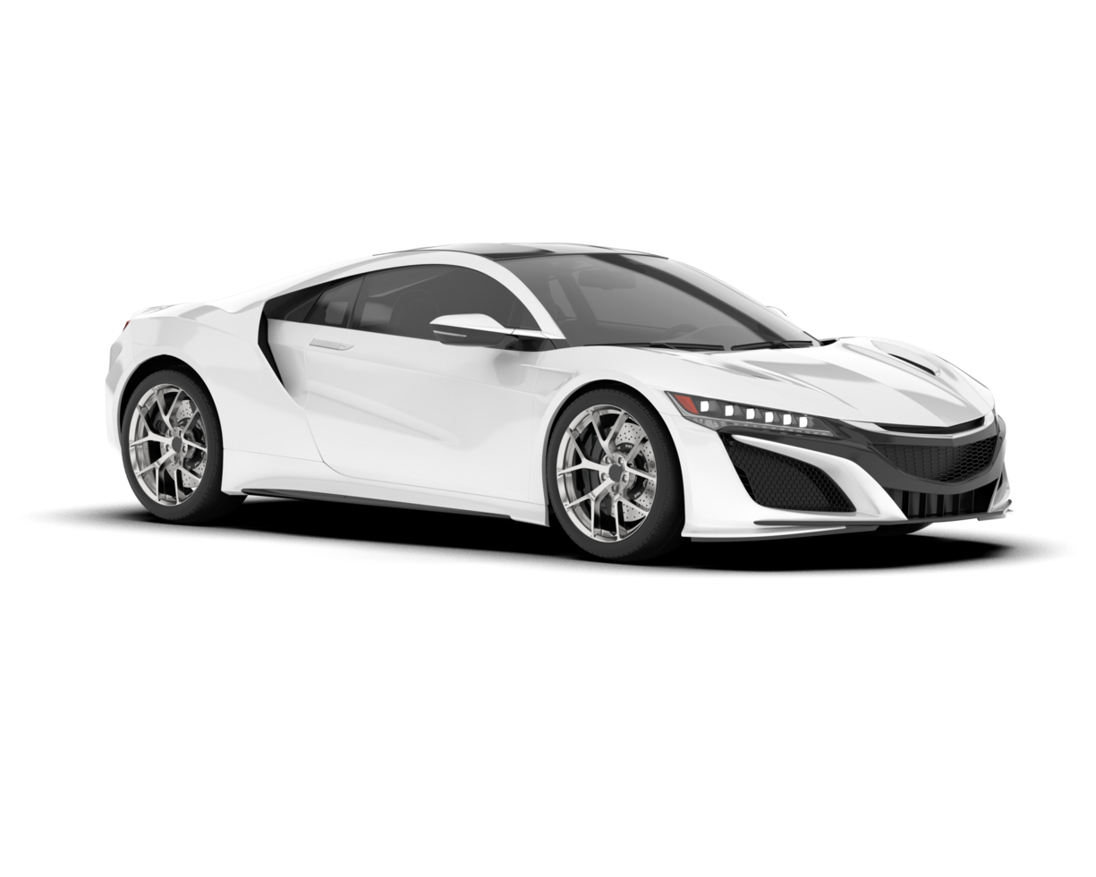 White sport car on transparent background. 3d rendering - illustration png