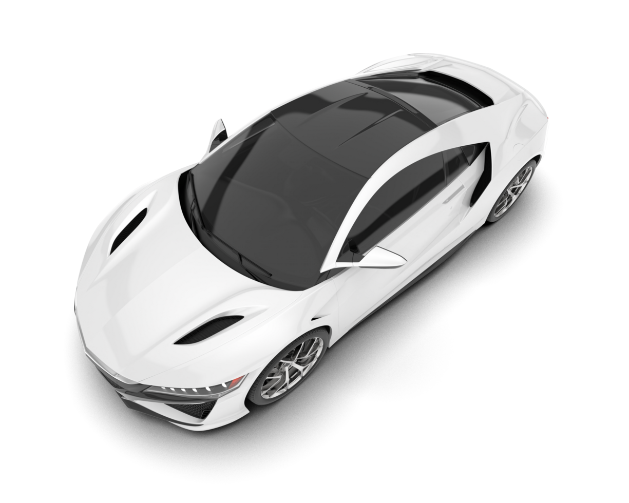 White sport car on transparent background. 3d rendering - illustration png