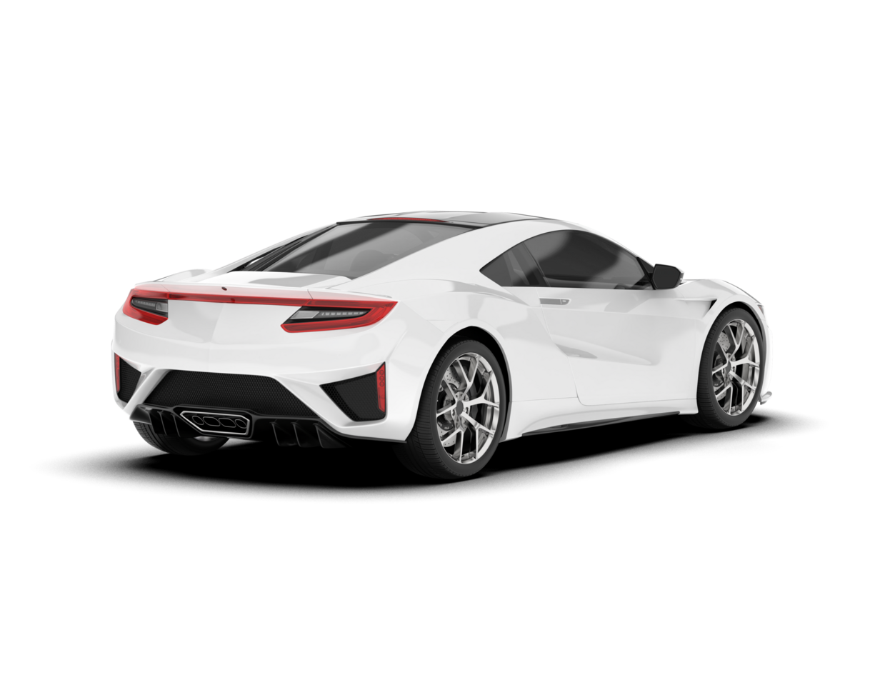 White sport car on transparent background. 3d rendering - illustration png