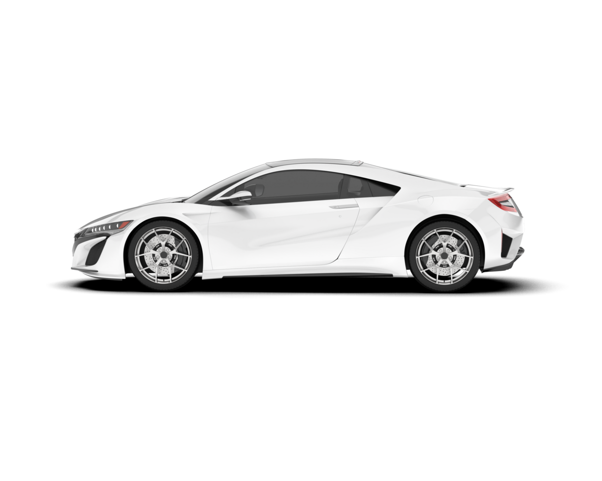 White sport car on transparent background. 3d rendering - illustration png