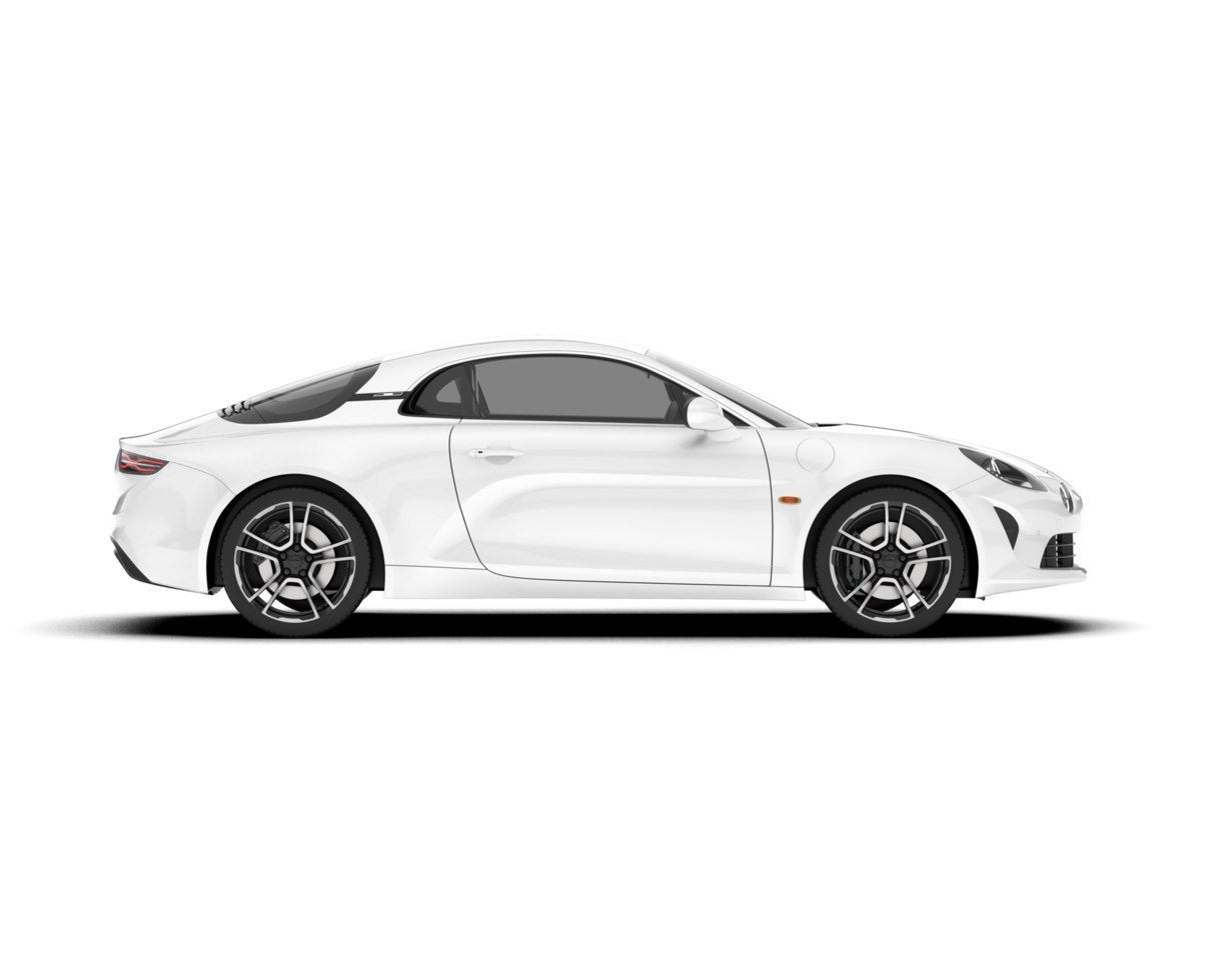 White sport car on transparent background. 3d rendering - illustration png