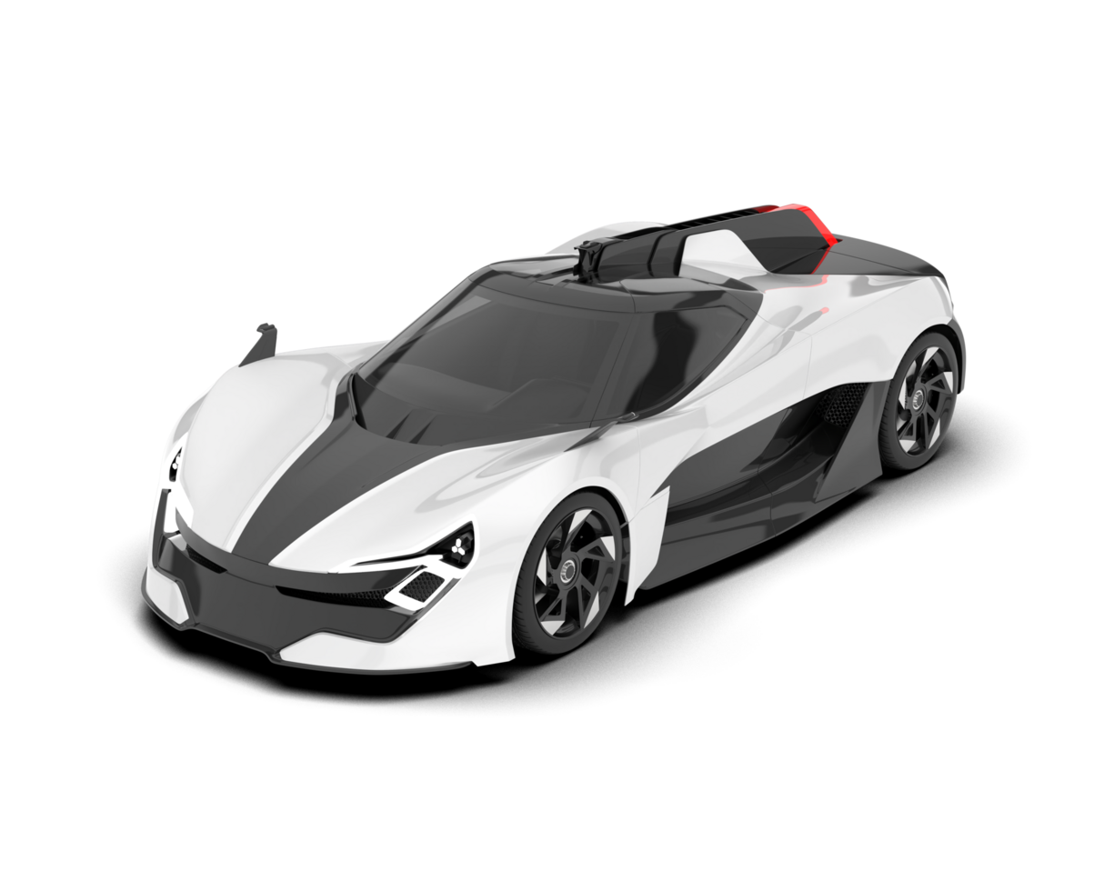 White sport car on transparent background. 3d rendering - illustration png