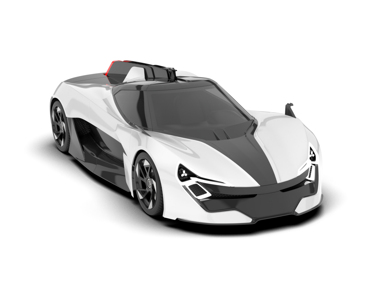 White sport car on transparent background. 3d rendering - illustration png