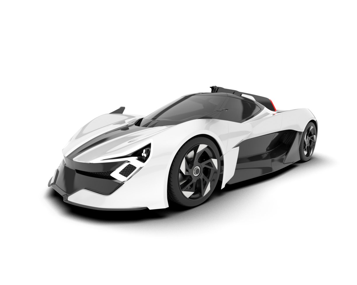 White sport car on transparent background. 3d rendering - illustration png
