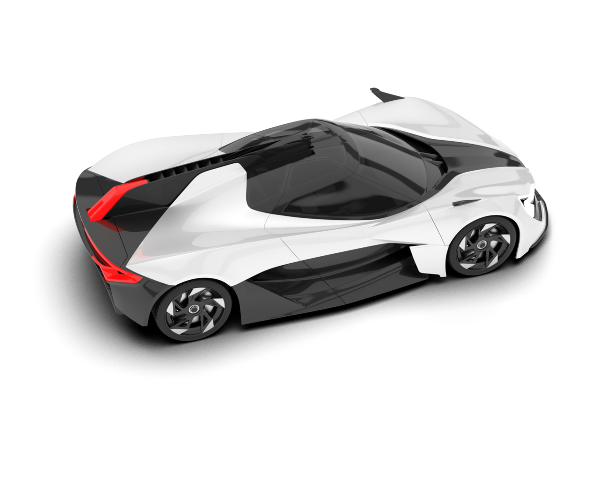 White sport car on transparent background. 3d rendering - illustration png