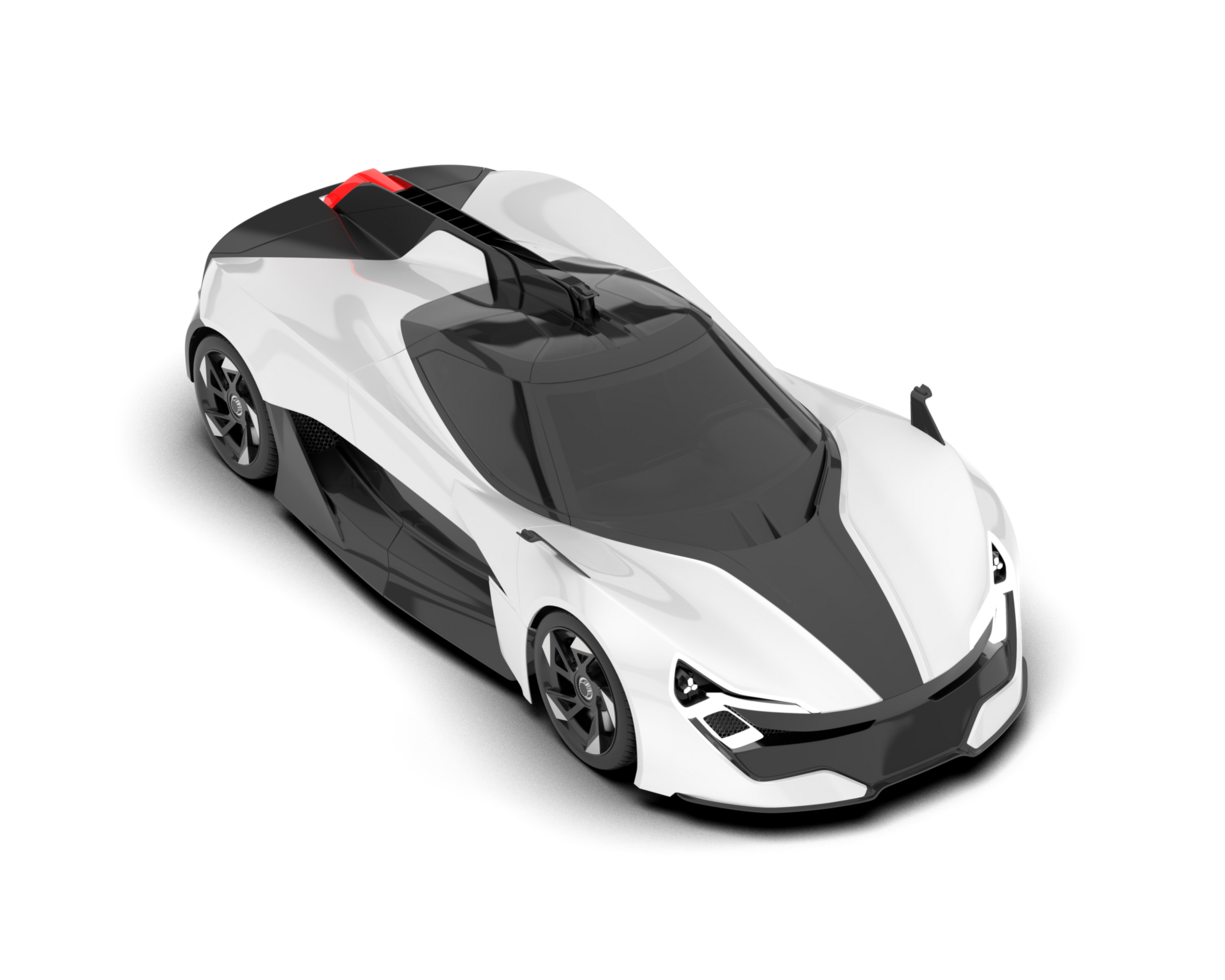 White sport car on transparent background. 3d rendering - illustration png