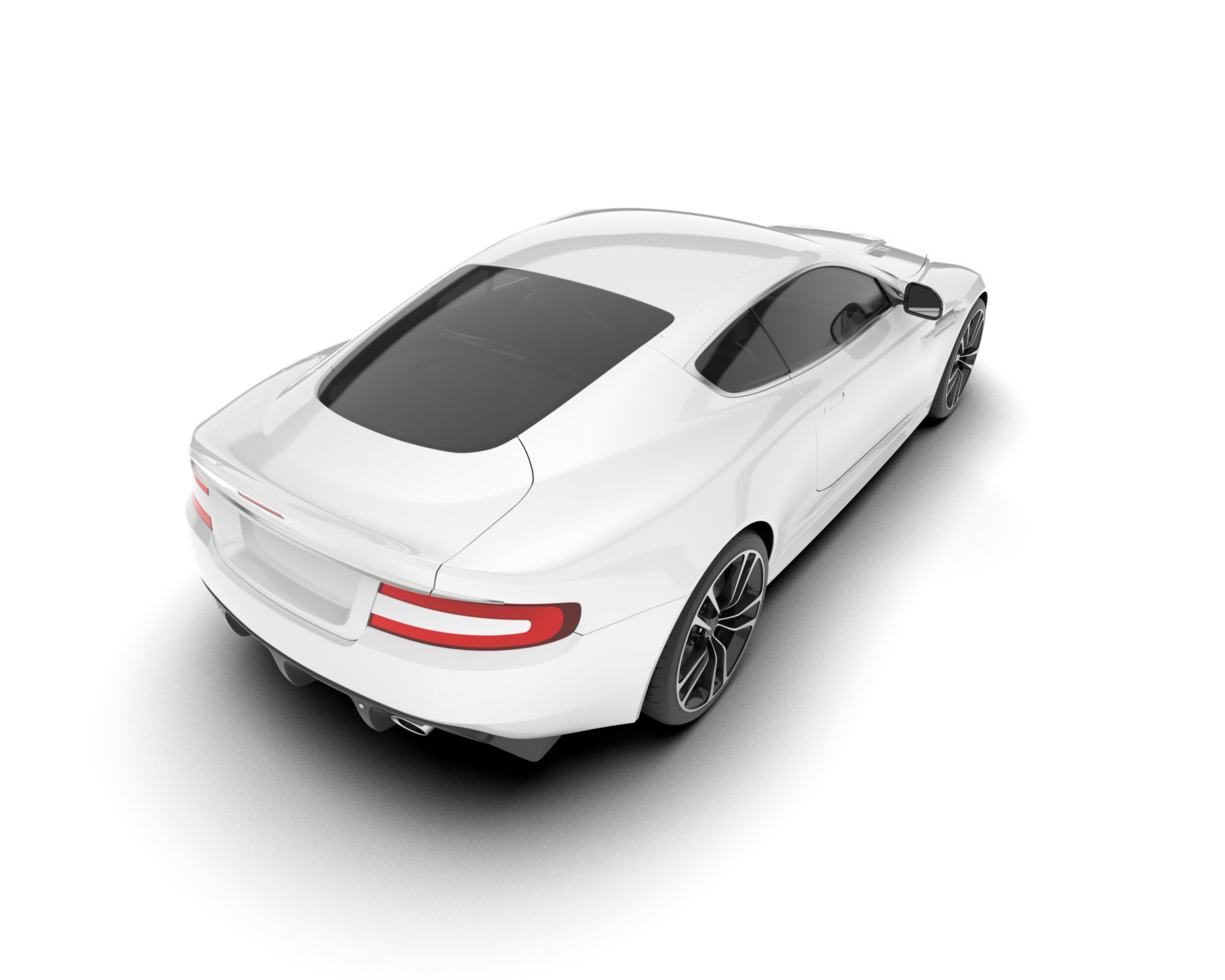White sport car on transparent background. 3d rendering - illustration png