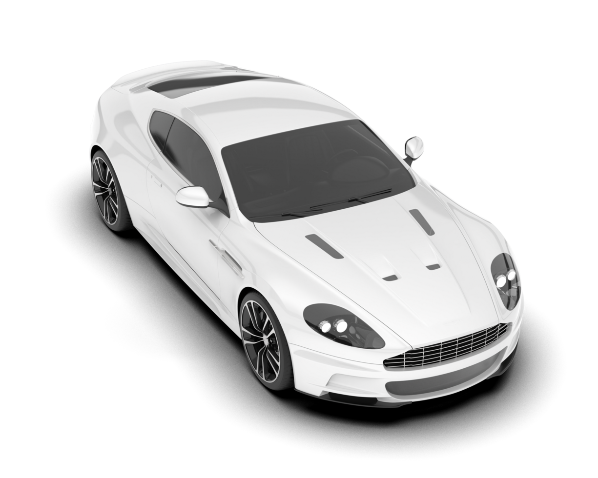 White sport car on transparent background. 3d rendering - illustration png