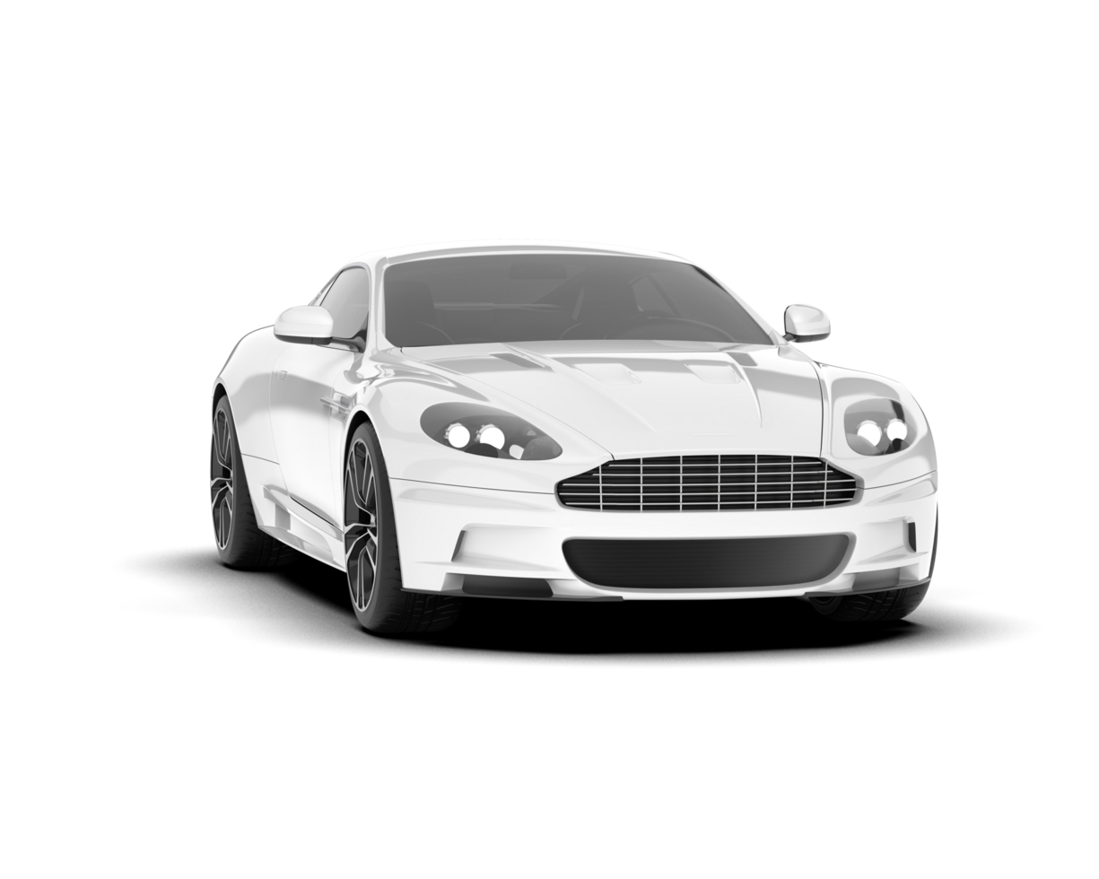 White sport car on transparent background. 3d rendering - illustration png
